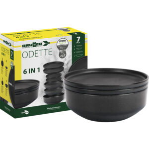 Odette Double Black 6 in 1 - melamine serviesset (7 delig)
