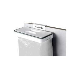 One way hands-free trash bag holder
