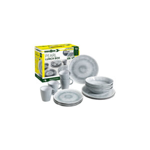 Pearl 16-piece melamine dinnerware set - lunch box