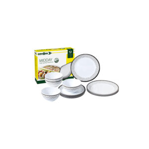 Pralin 12-piece melamine dinnerware set - midday