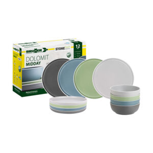 Dolomit 12-piece melamine dinnerware set - midday