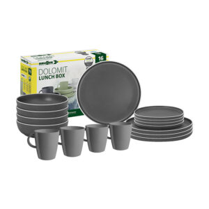Dolomit grijs 16-delig melamine servies - lunch box