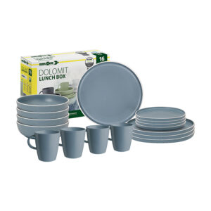 Dolomit Blue 16-piece melamine dinnerware set - lunch box