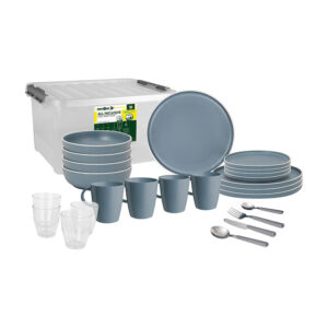 Dolomit Blue 36-piece melamine dinnerware set – all inclusive
