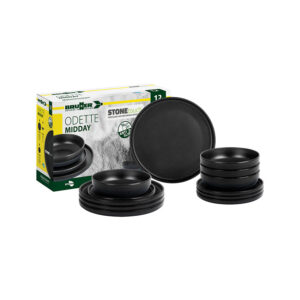Odette 12-piece melamine dinnerware set double black - midday