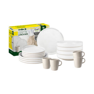 Odette 16-piece melamine dinnerware set - lunch box