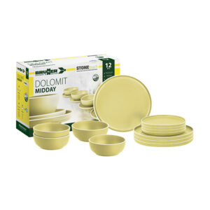 Dolomit geel 12-delig melamine serviesset - midday