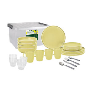 Dolomit geel 36-delig melamine serviesset - all inclusive