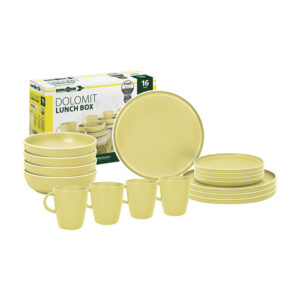 Dolomit geel 16-delig melamine serviesset - lunch box